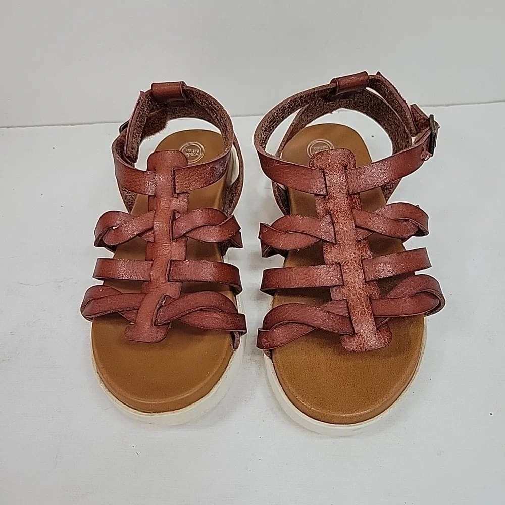 Wonder Nation Girls Brown Strappy Sandals Sz 11 Gladiator Style Trendy‎ Preppy